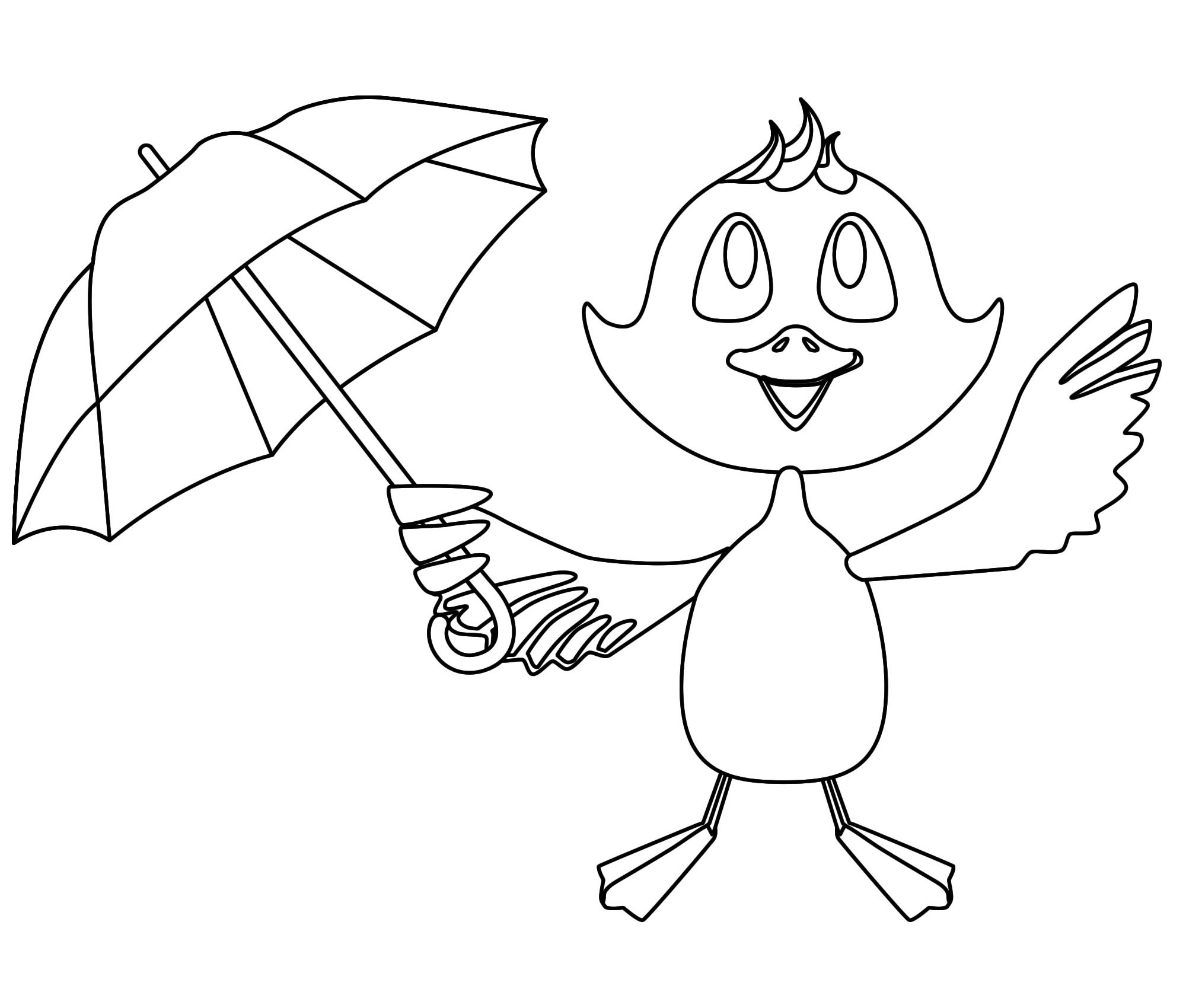 Утёнок с зонтиком раскраска для детей