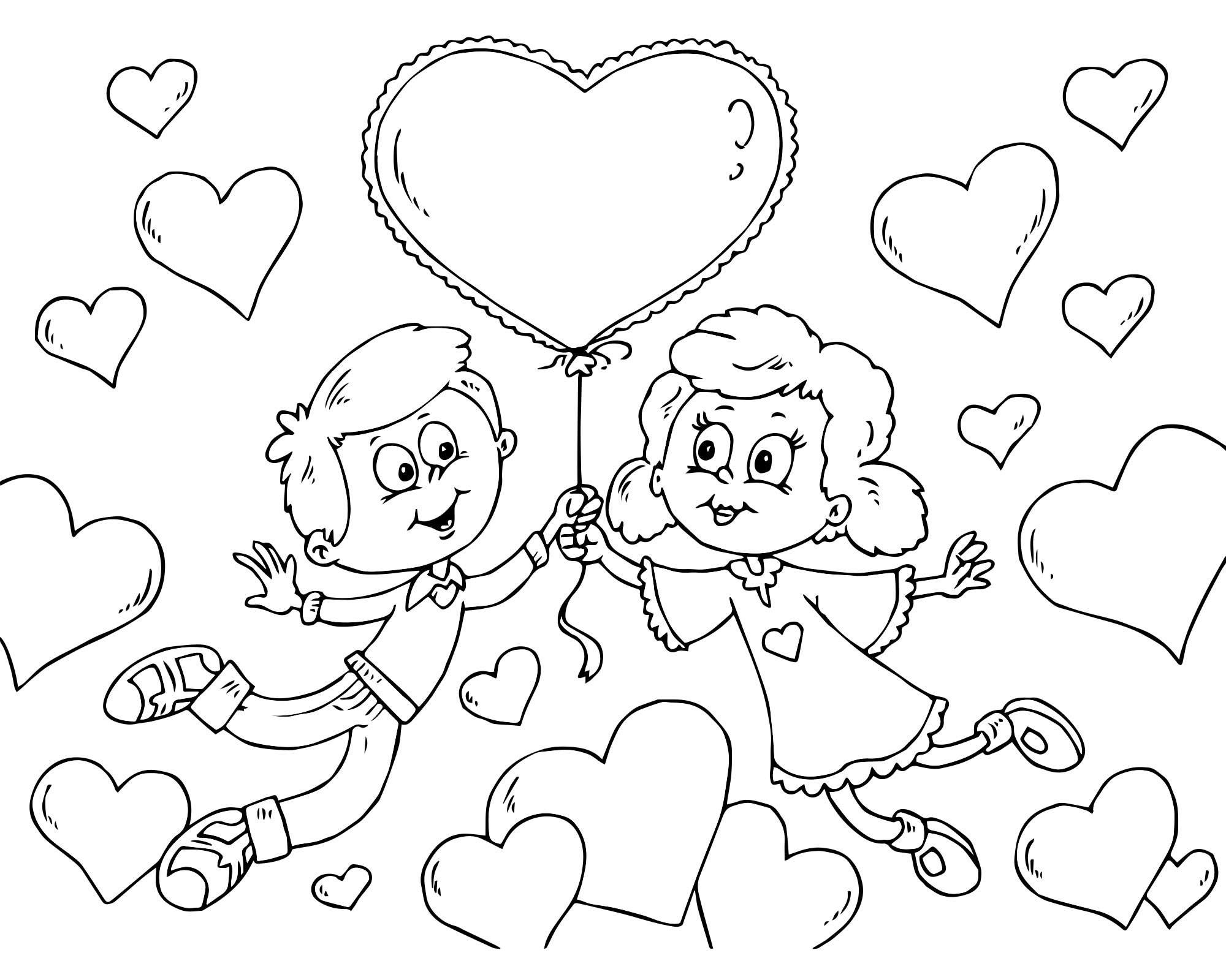 Валентинки для влюблённых раскраска для детей