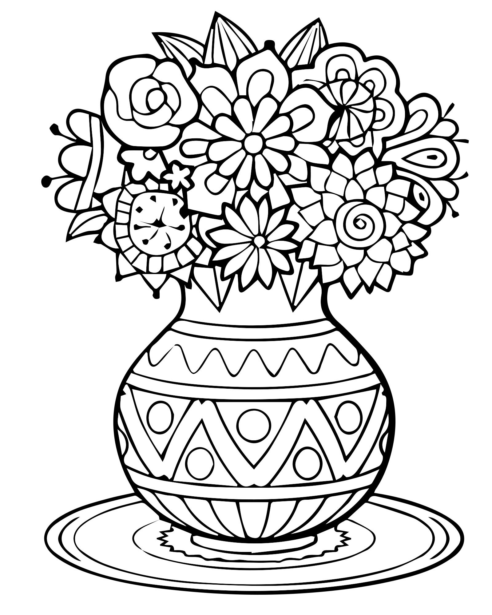 Раскраска ваза с цветами для детей - 70 фото