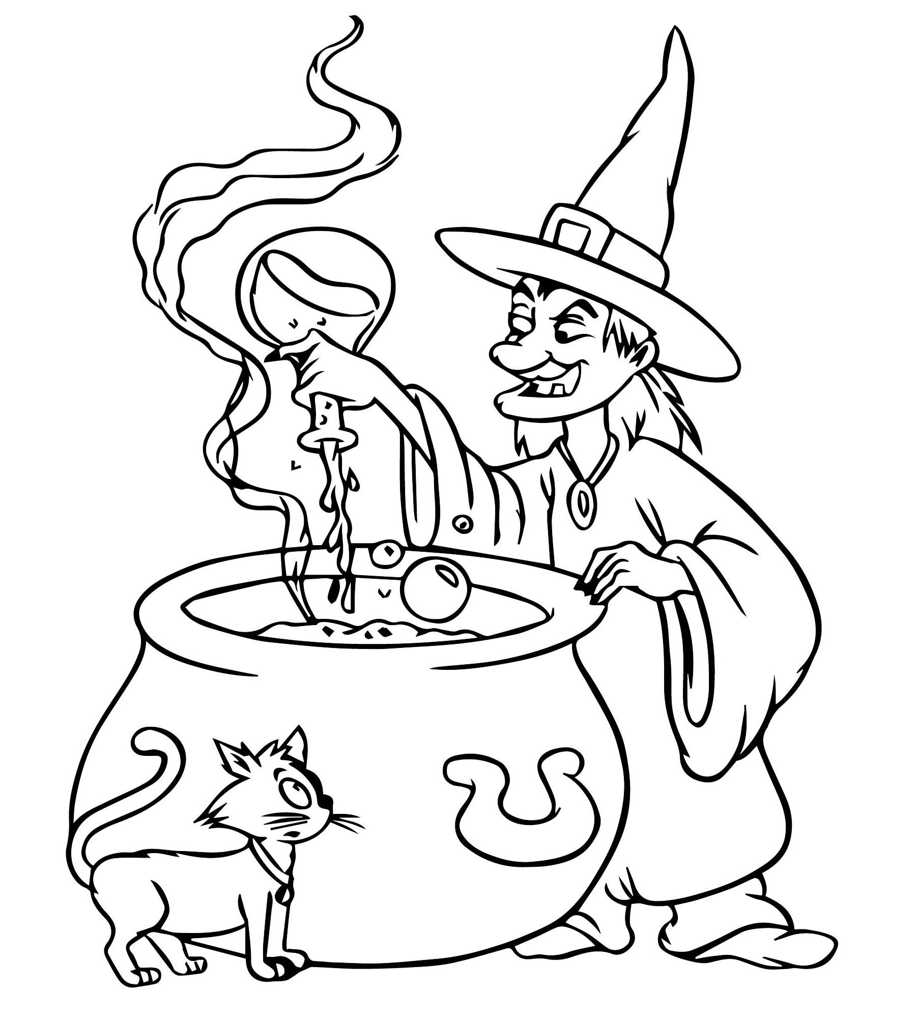 Ведьма детский рисунок на хэллоуин