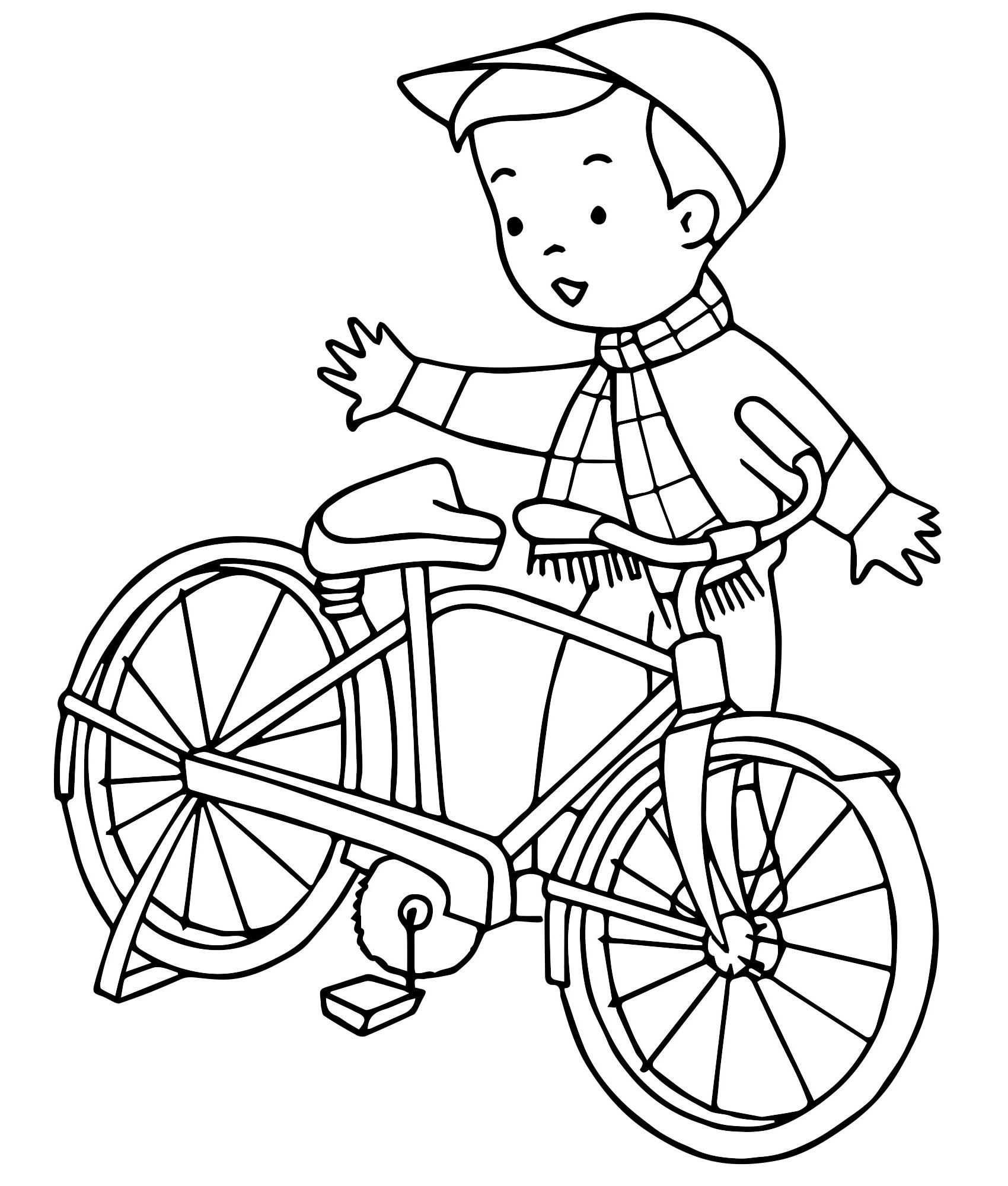 Мальчик и велосипед раскраска для детей
