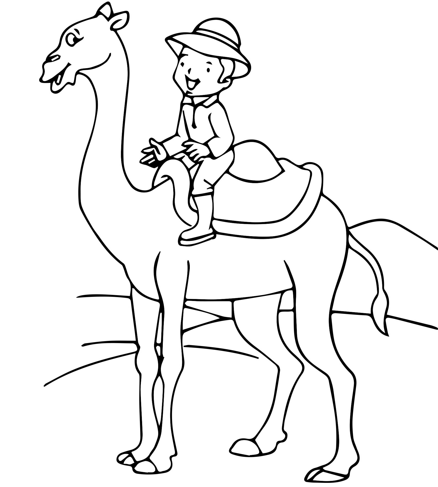 Мальчик на верблюде раскраска для детей