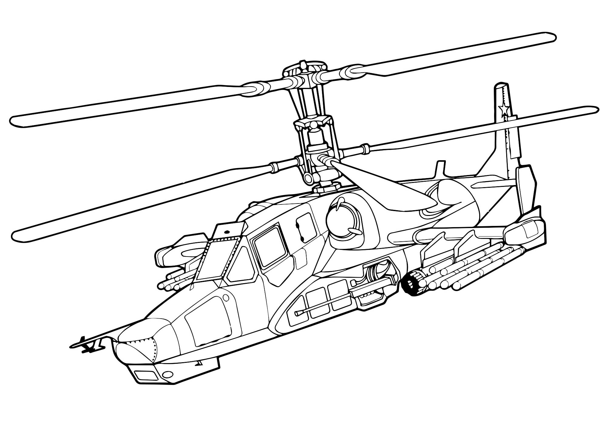 Боевой вертолет раскраска для детей