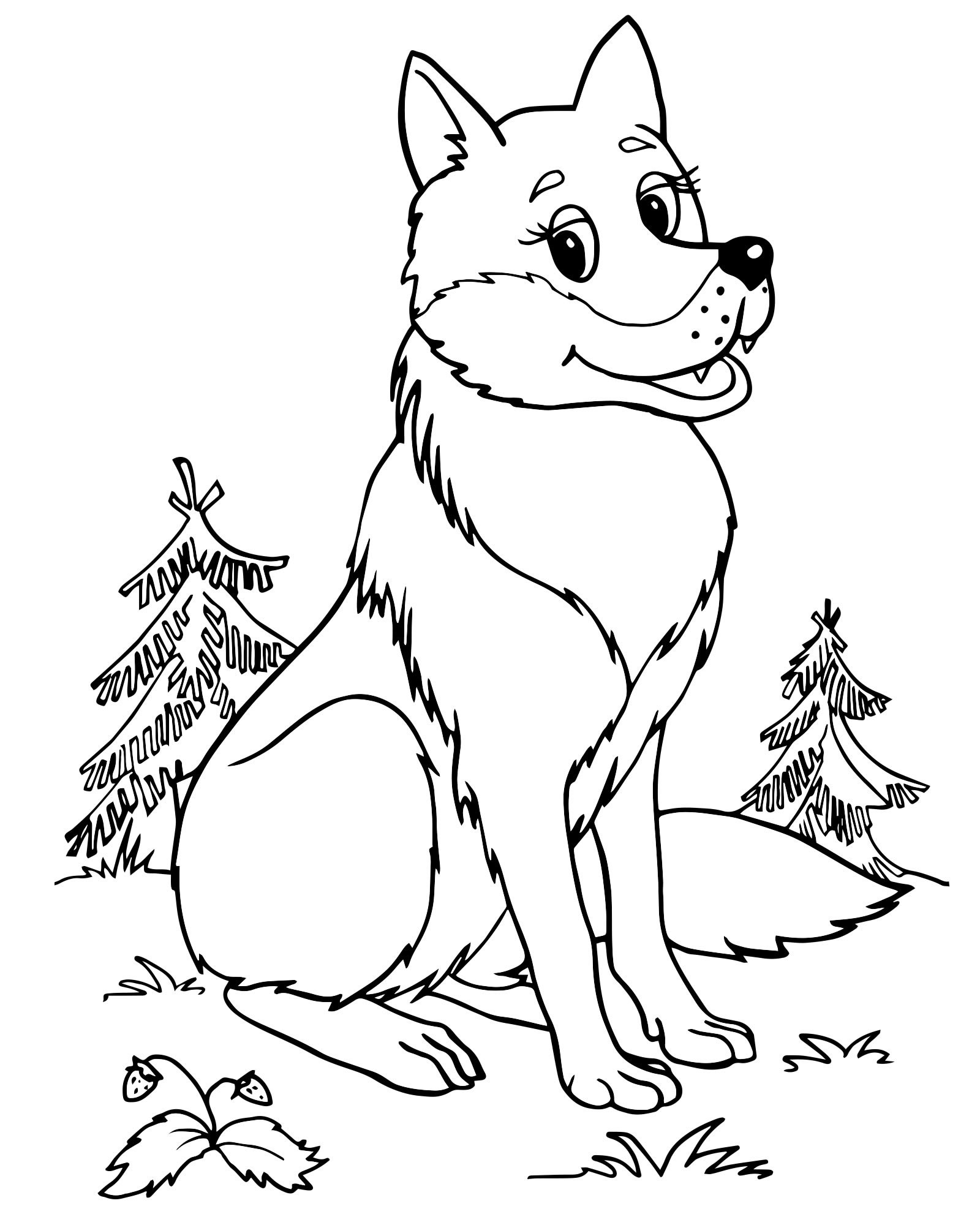 Волк в лесу раскраска для детей