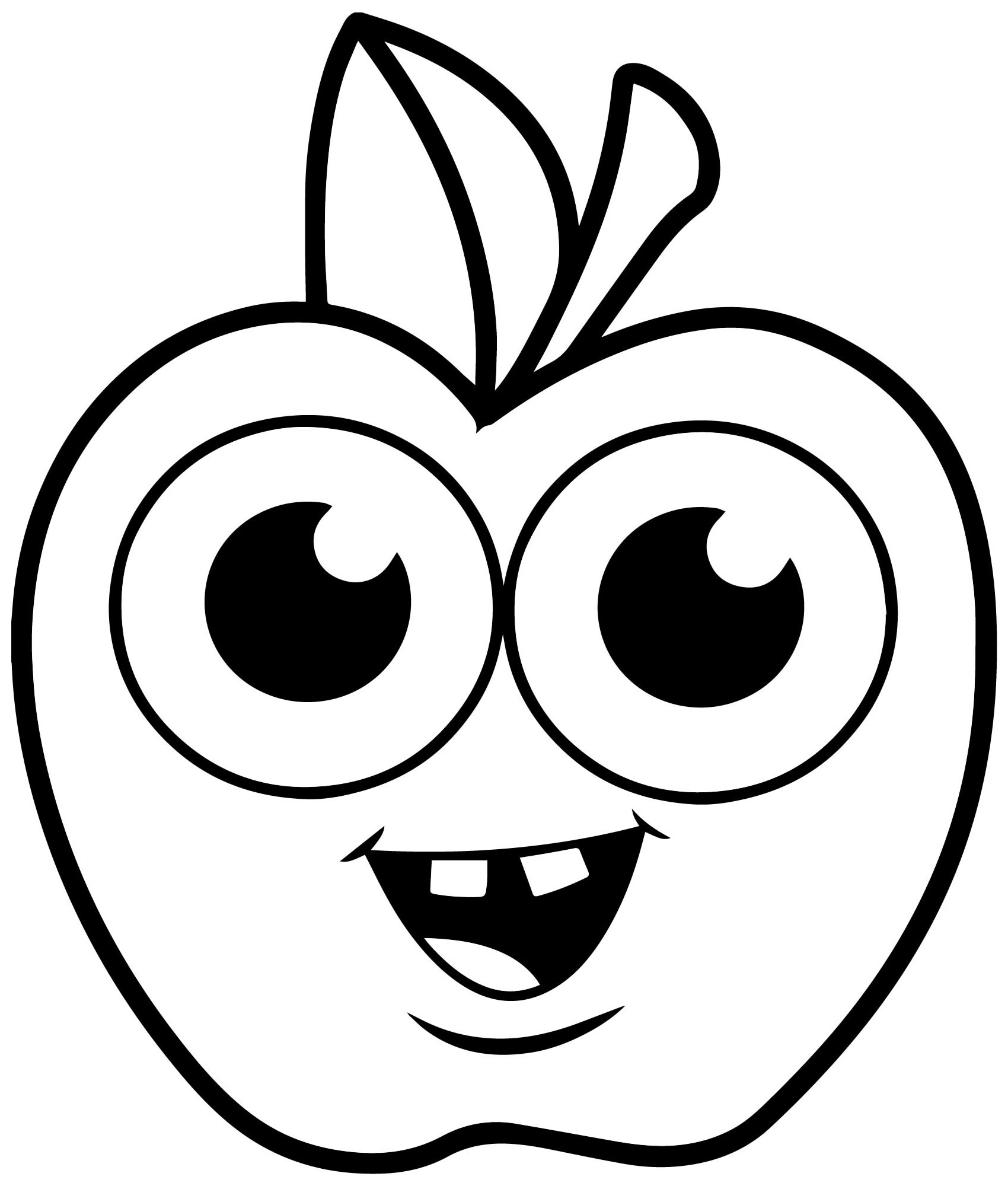 Смешное яблоко раскраска для детей