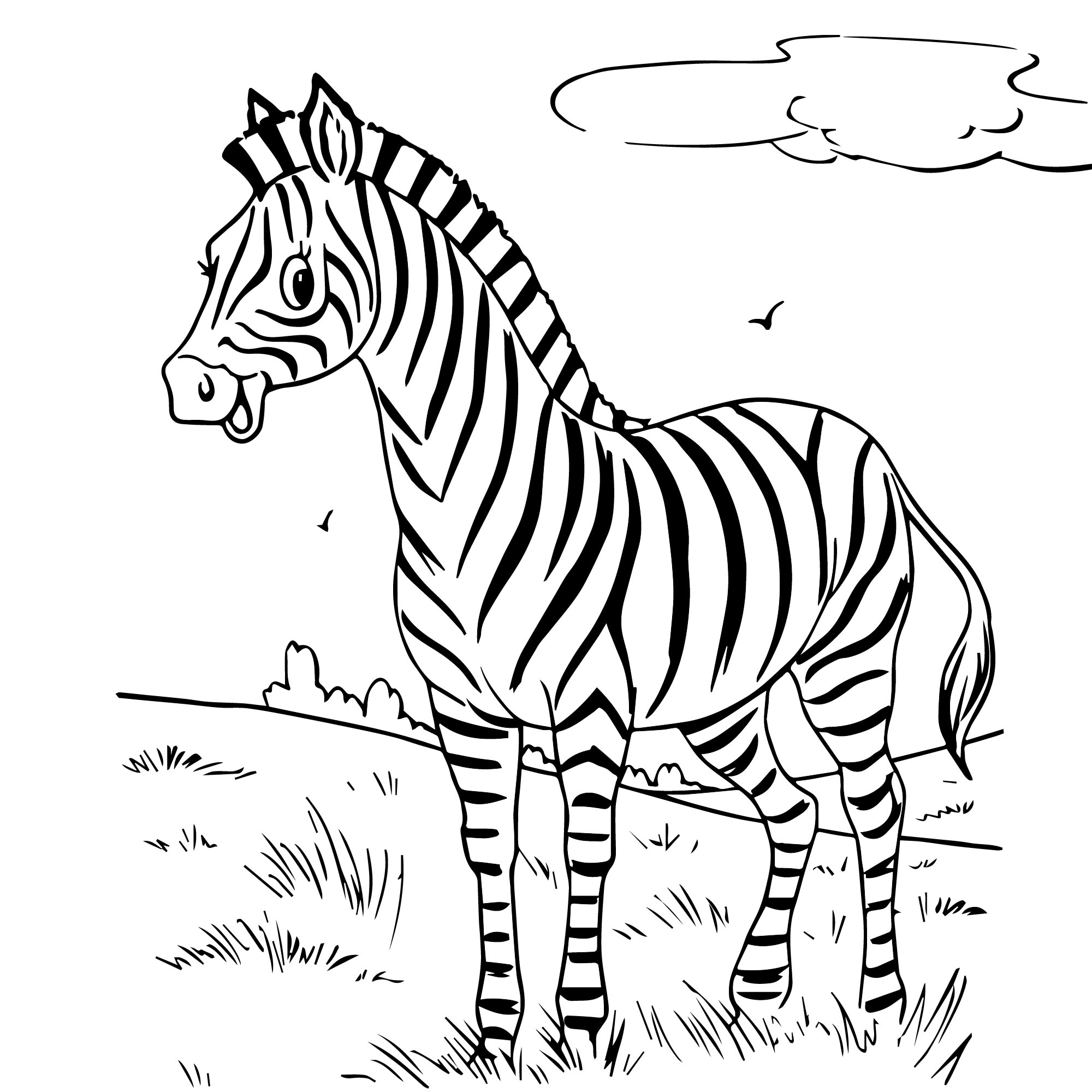 Зебра на поляне раскраска для детей