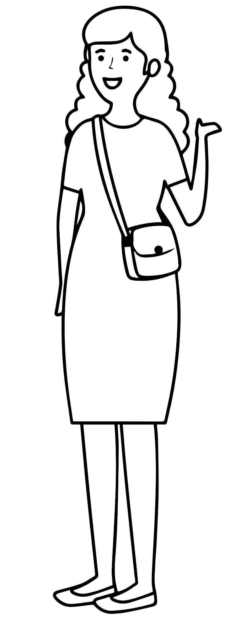 Женщина с сумочкой раскраска для детей