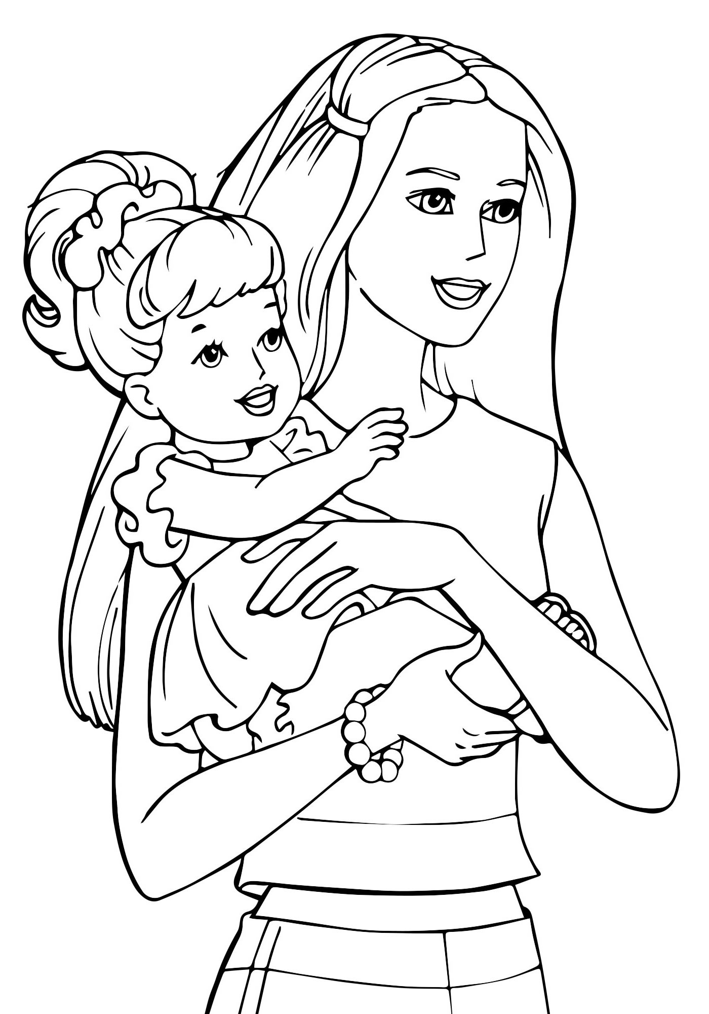 Женщина с ребёнком раскраска для детей