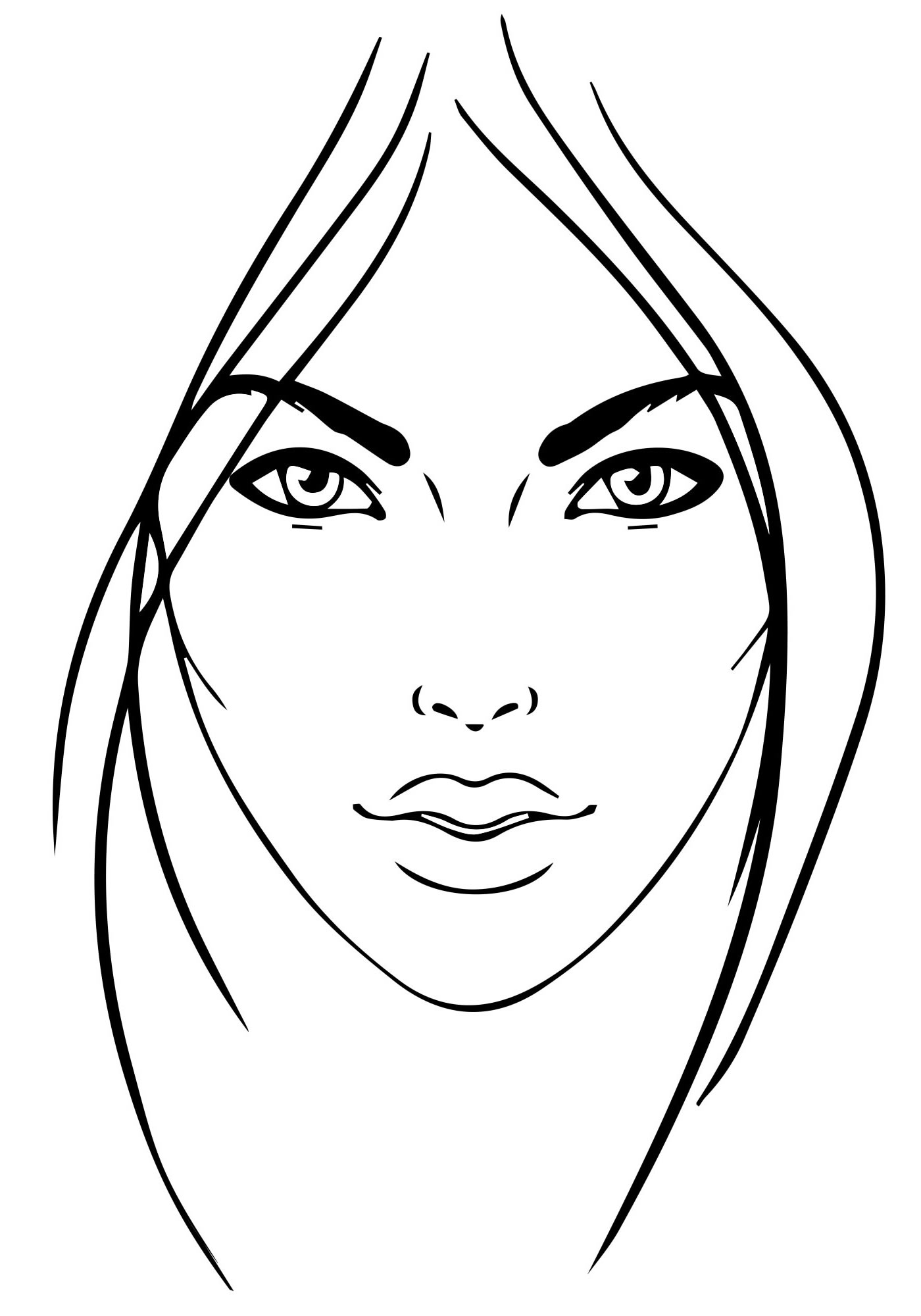 Эскиз женского лица для макияжа