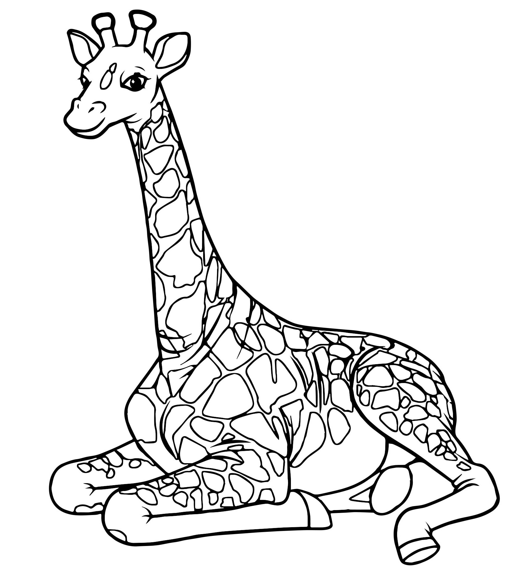 Жираф отдыхает раскраска для детей