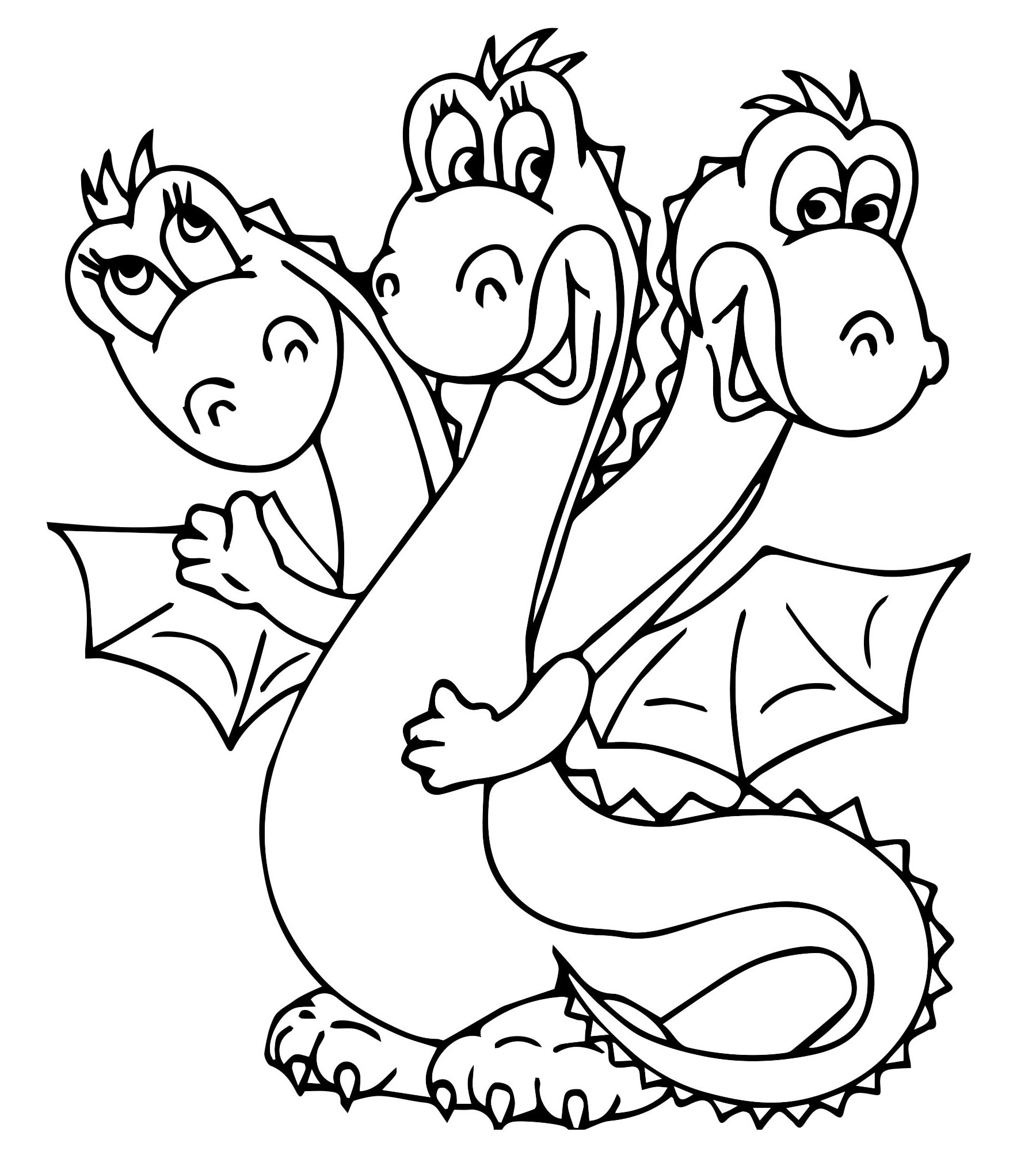 Раскраска змей горыныч трехголовый дракон для детей распечатать