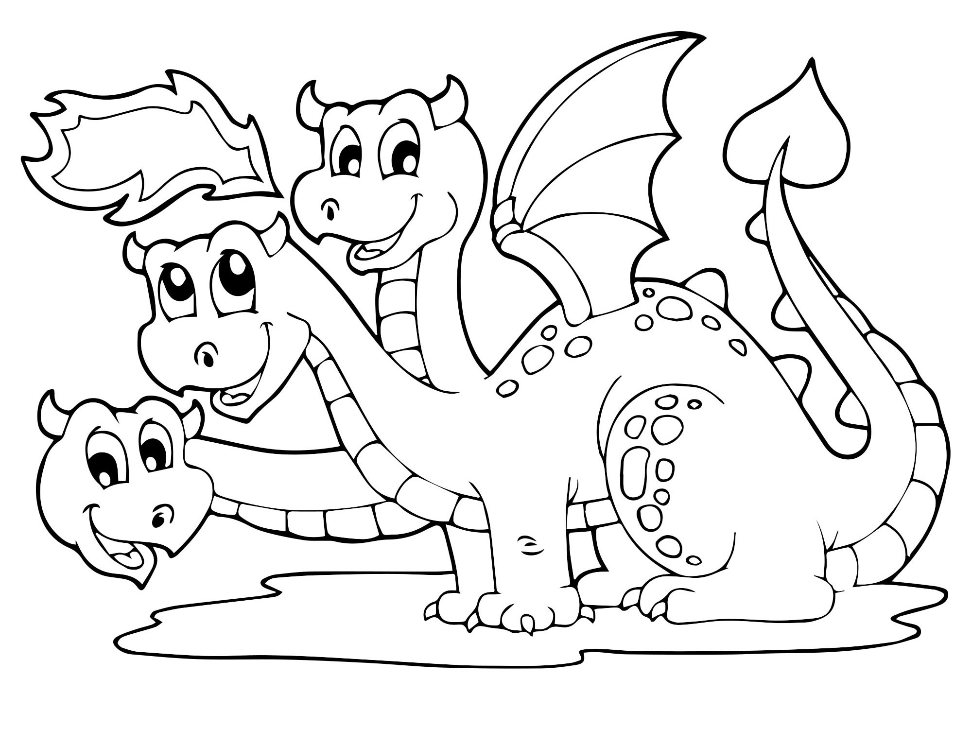 Маленький трехглавый дракон раскраска для детей