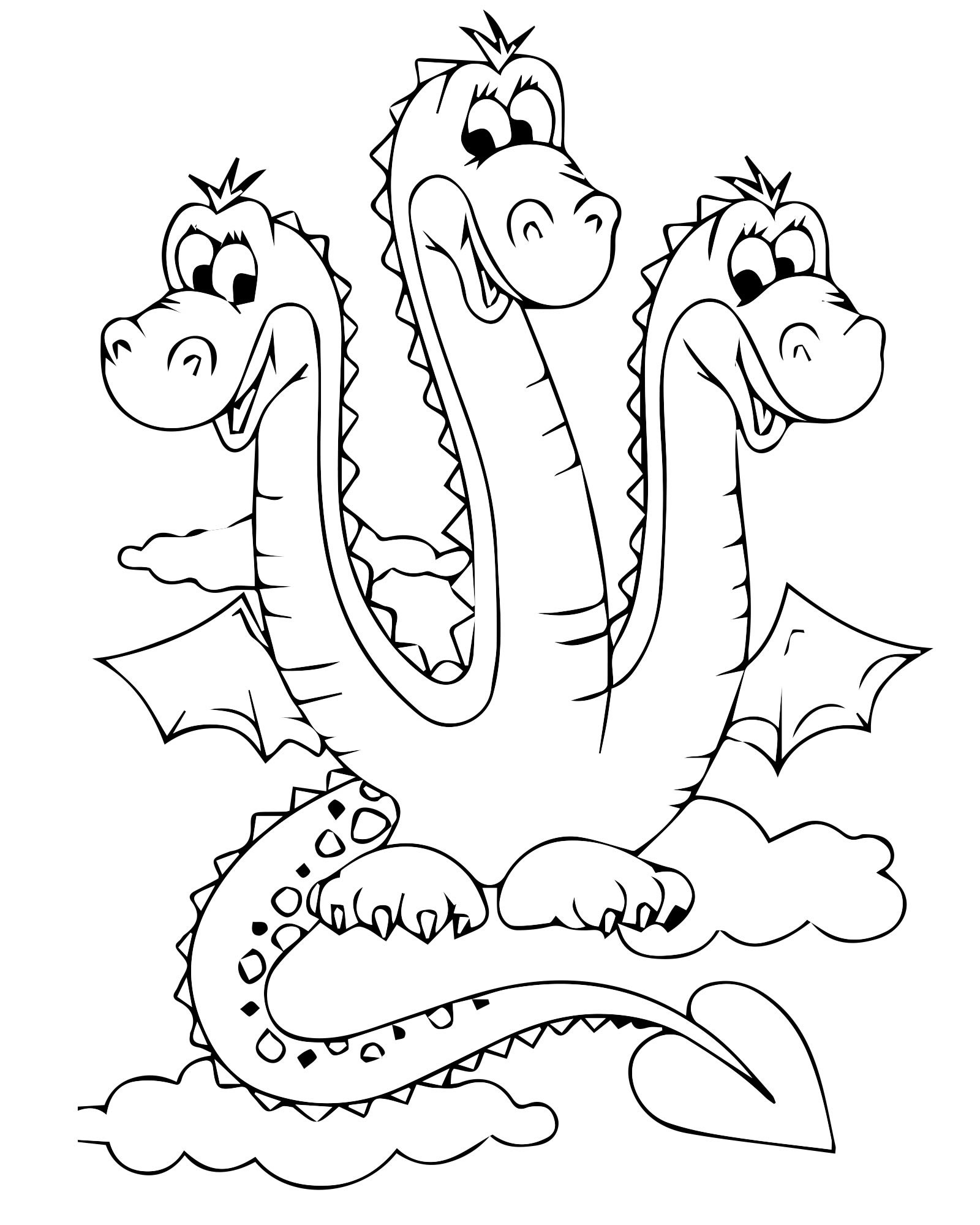Дракон с тремя головами раскраска для детей