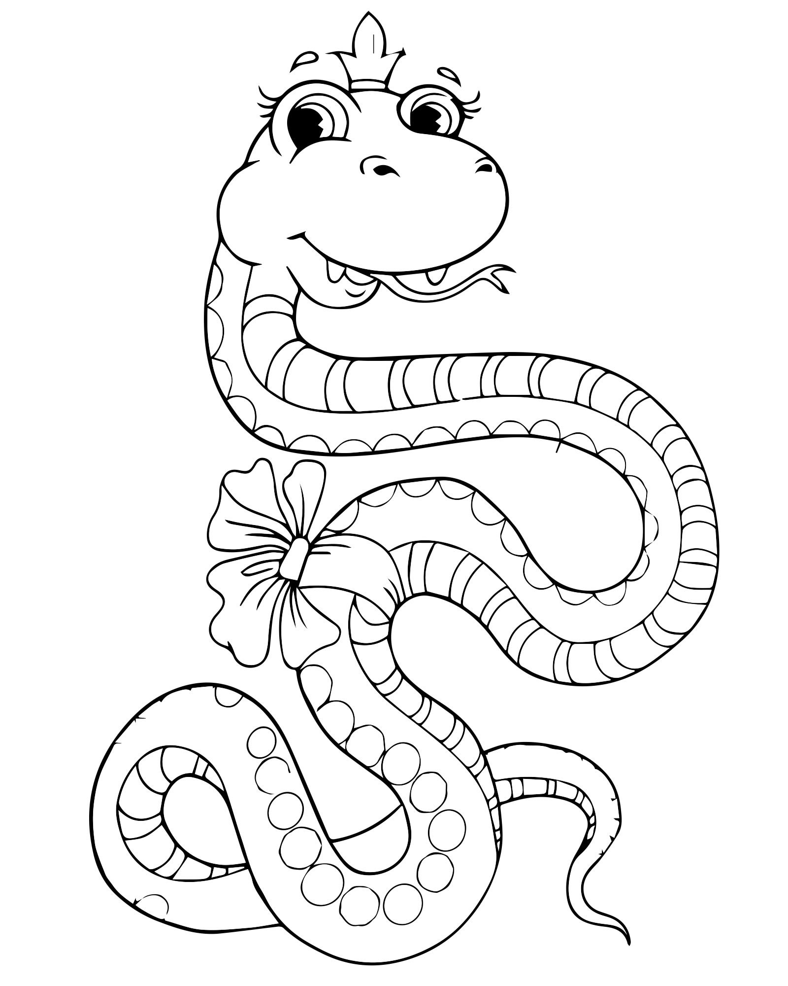 Змея принцесса раскраска для детей