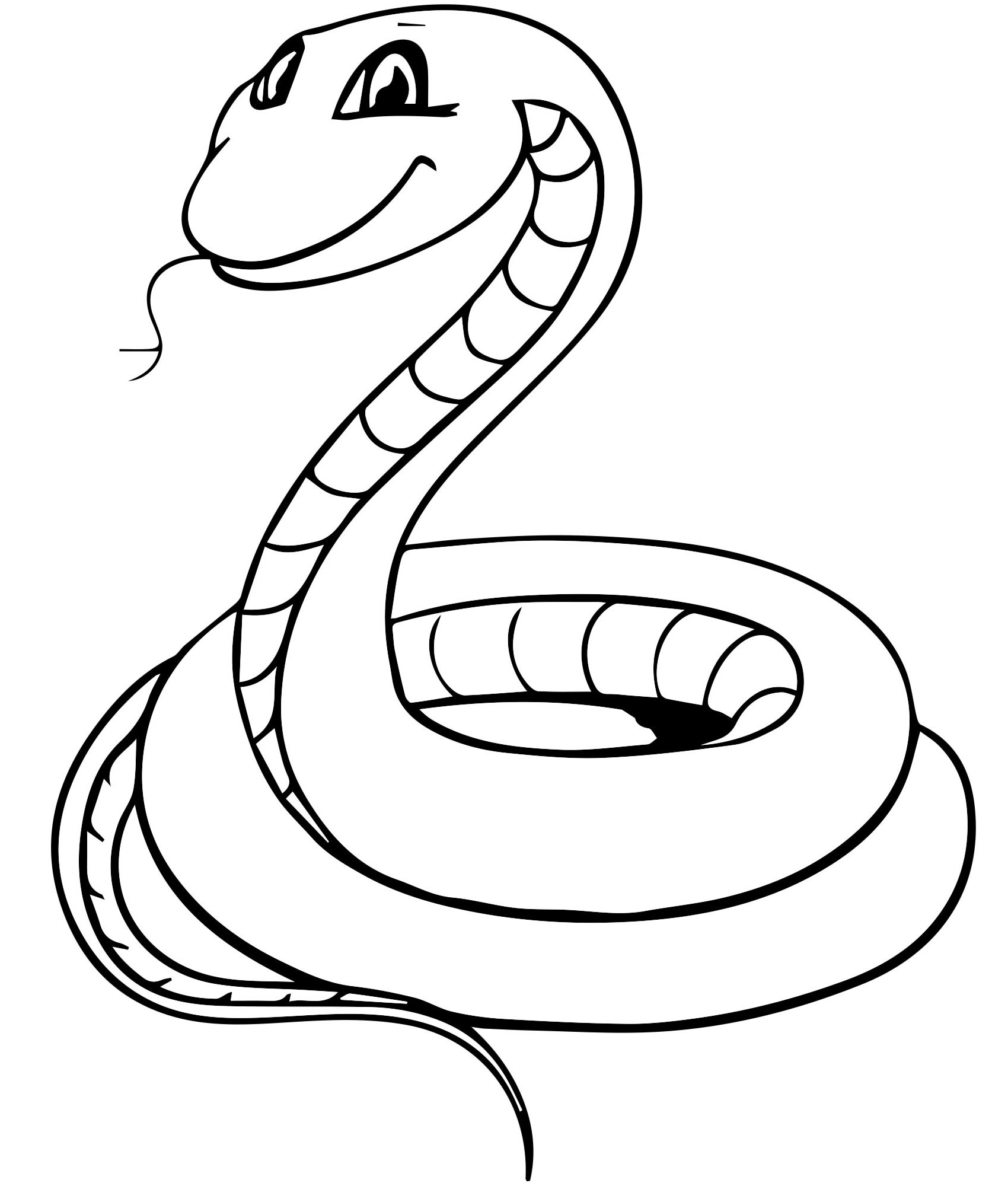Добрая змея раскраска для детей