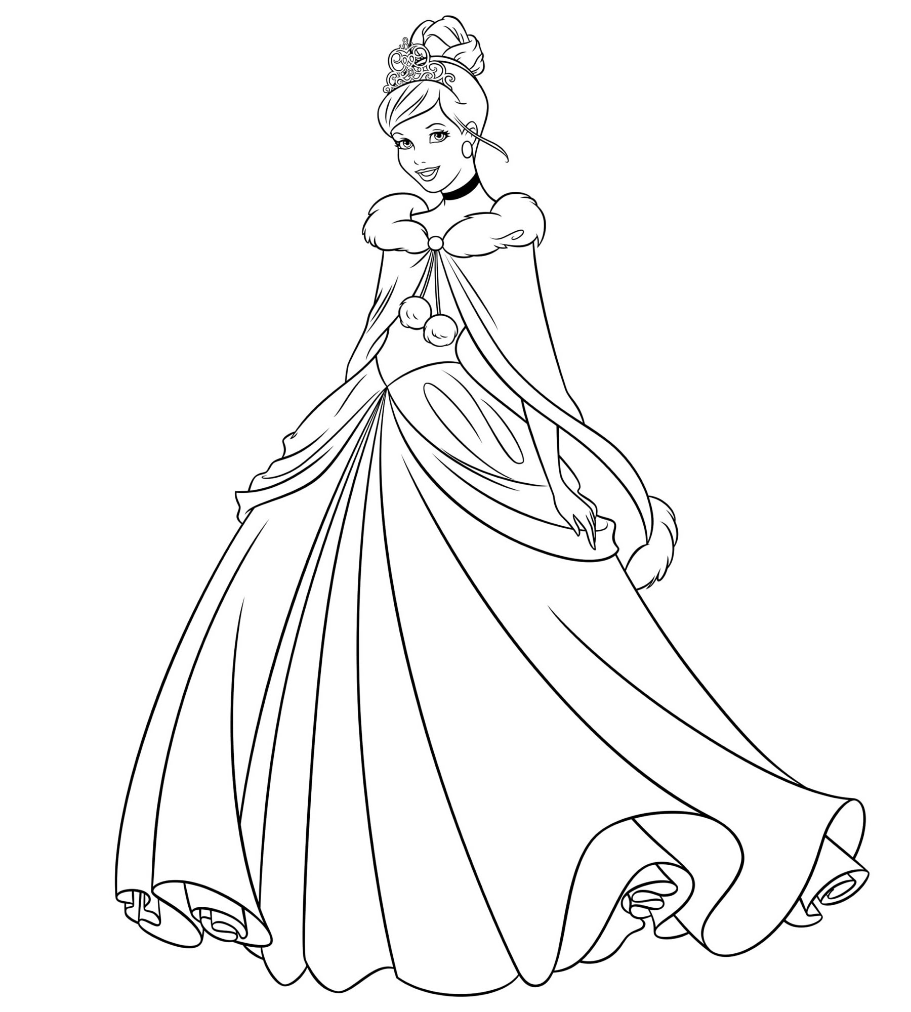 Раскраска Золушка принцесса убегает с бала - распечатать в хорошем качестве